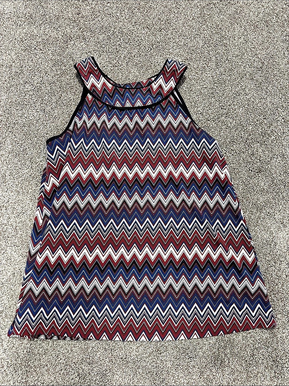 APT.9 Geometric Tank Top in Blue & Red Like New
